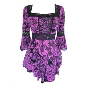 Dare to Wear 2X Pink Lace Print Renaissance  Top